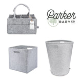 Gray Felt Laundry Hamper, Storage Cube and Diaper Caddy