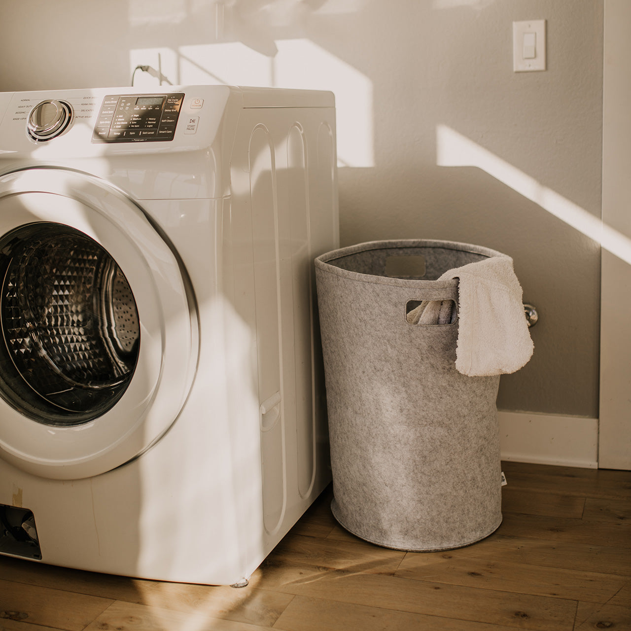 Gray Felt Laundry Hamper