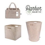 Oatmeal Felt Laundry Hamper, Storage Cube and Diaper Caddy