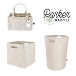 White Felt Laundry Hamper, Storage Cube and Diaper Caddy