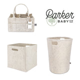 White Felt Laundry Hamper, Storage Cube and Diaper Caddy