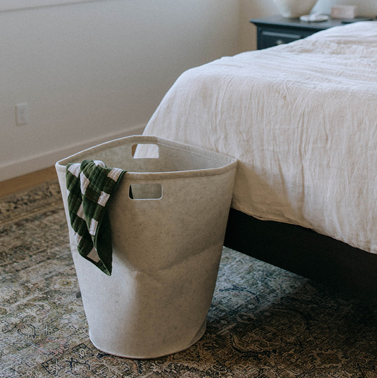 White Felt Laundry Hamper