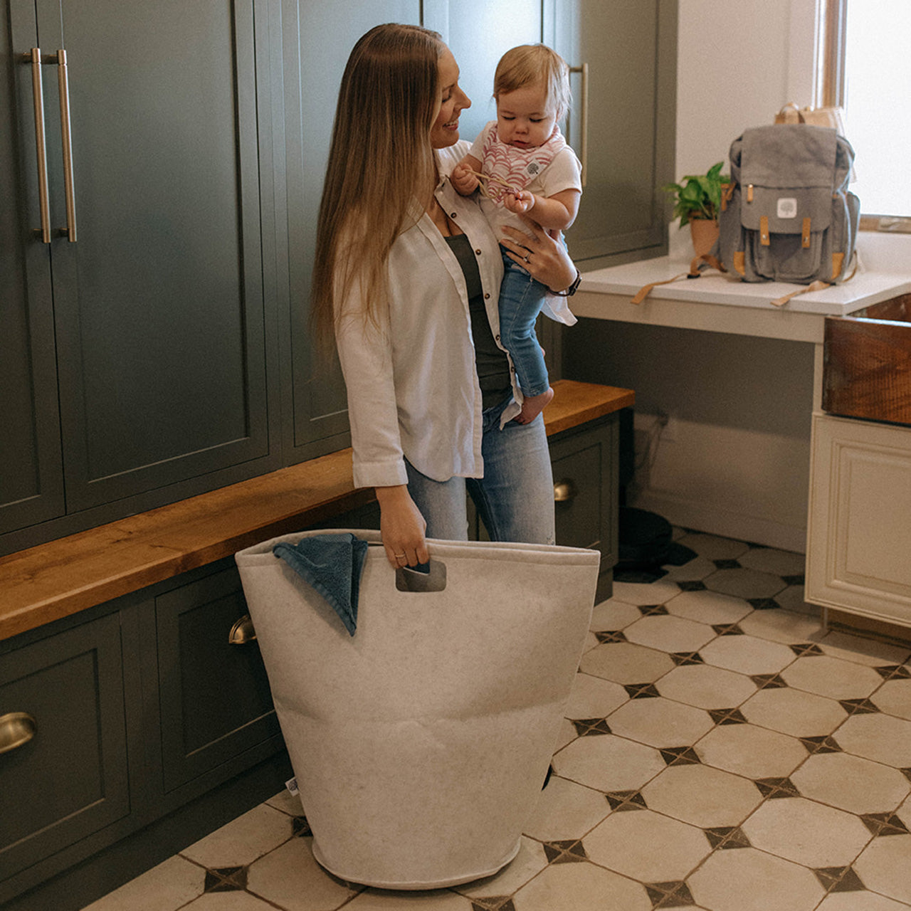 White Felt Laundry Hamper