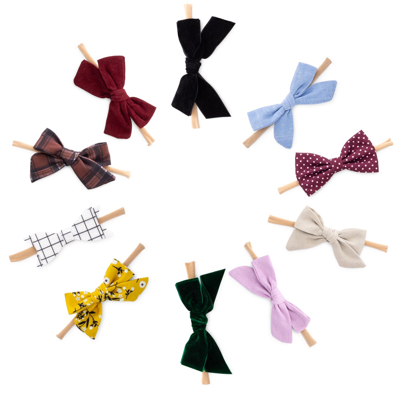Baby Bows and Headbands, Anne Set - 10 Pack