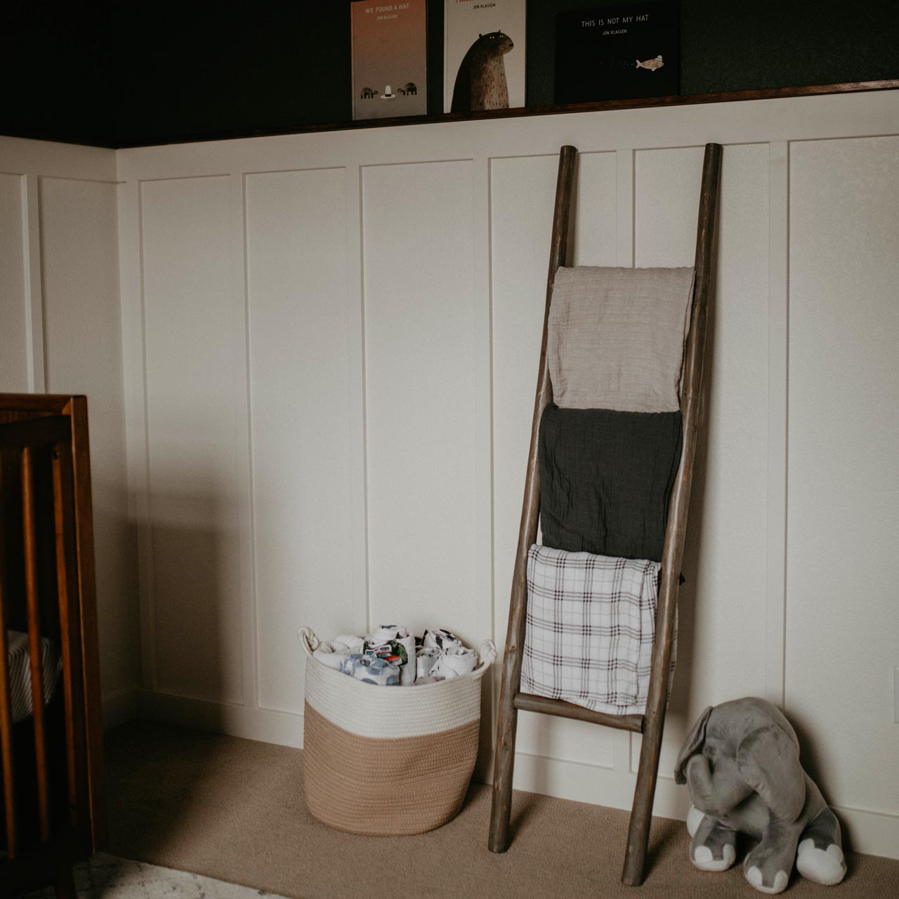 Classics Swaddle Set on ladder.