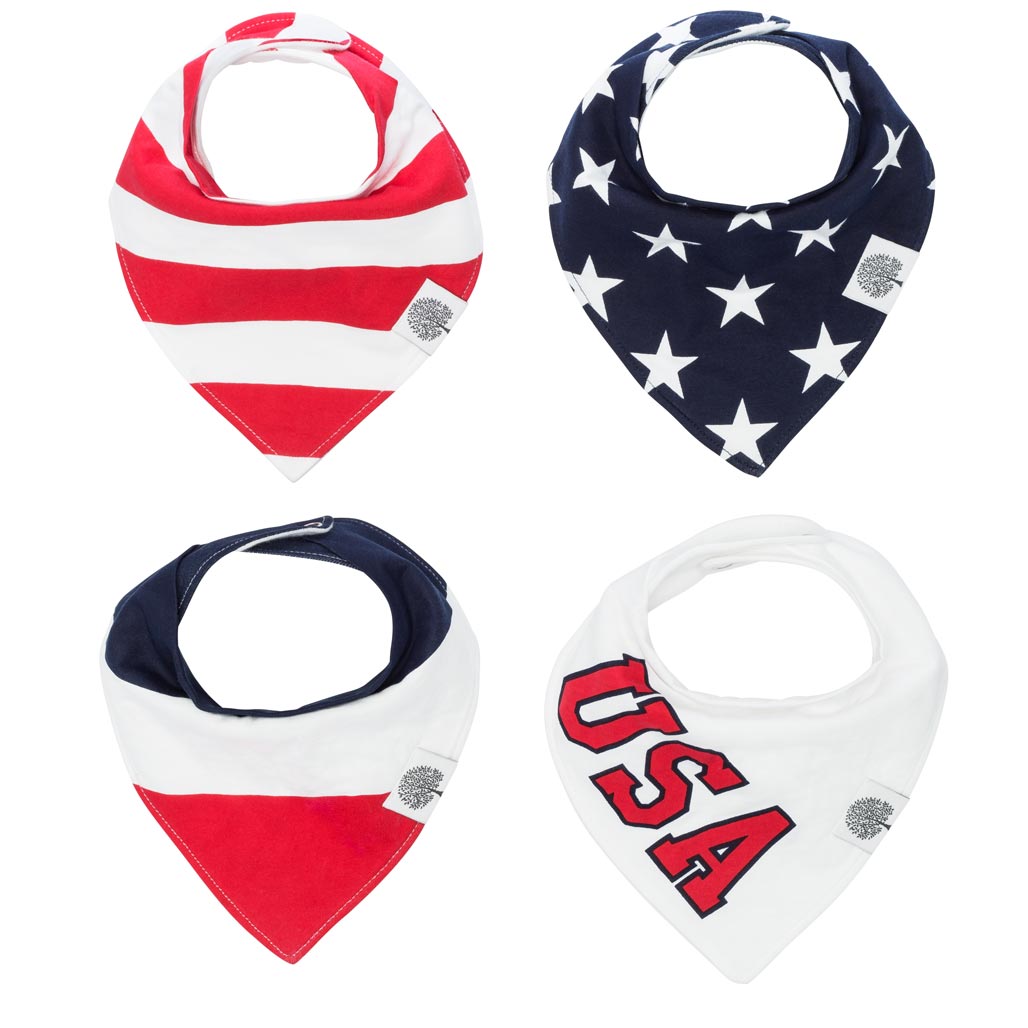 The Freedom Bandana Bib Set: set of 4 bandana bibs for baby. 