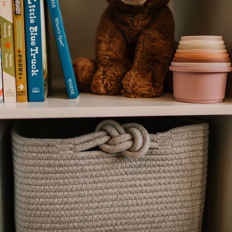 Gray Cube Storage Basket for organization