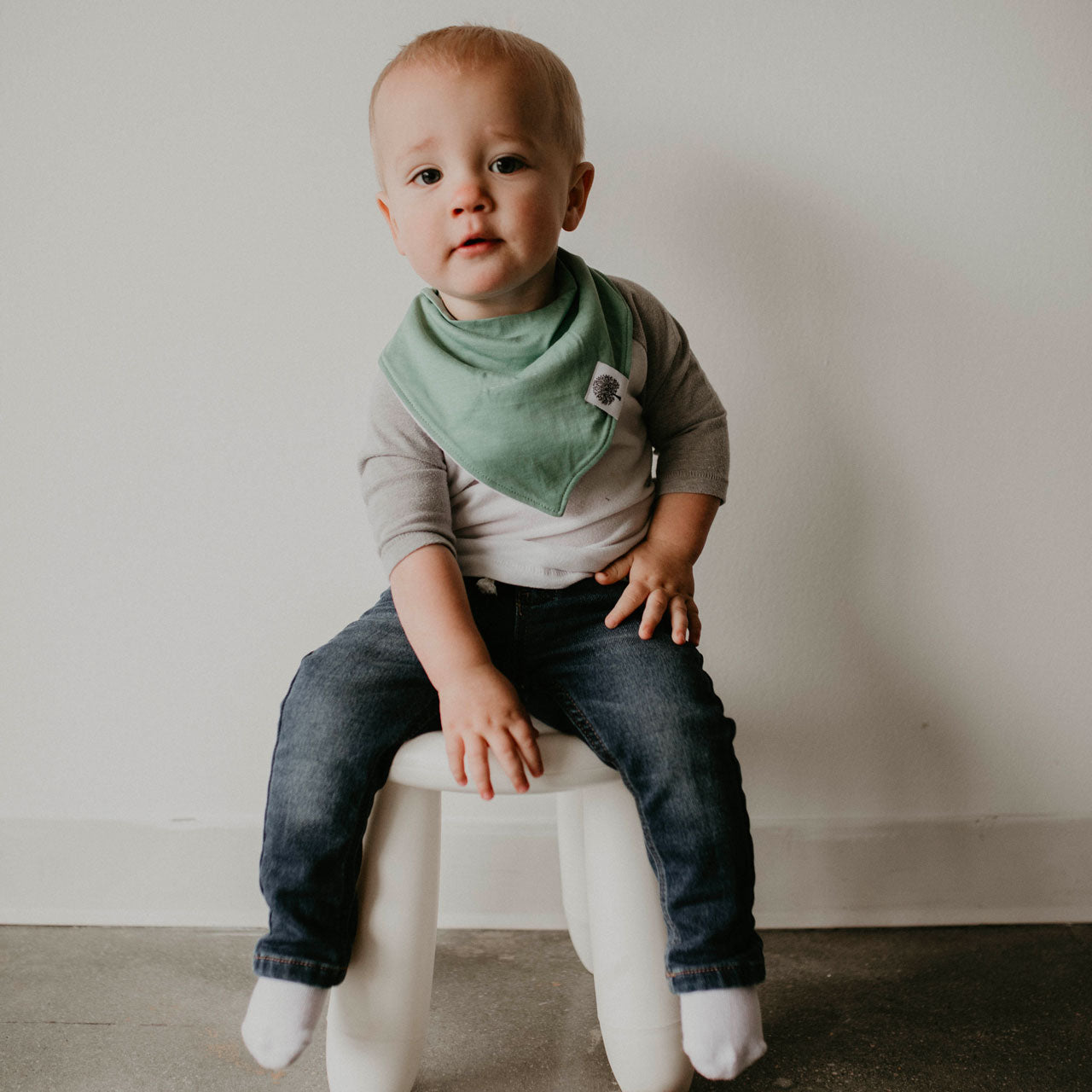 Green Bandana Bib for baby. 