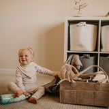 White and Gray Cube Storage Basket for baby nursery