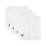 White Set of Muslin Burp Cloths- Pack of 4