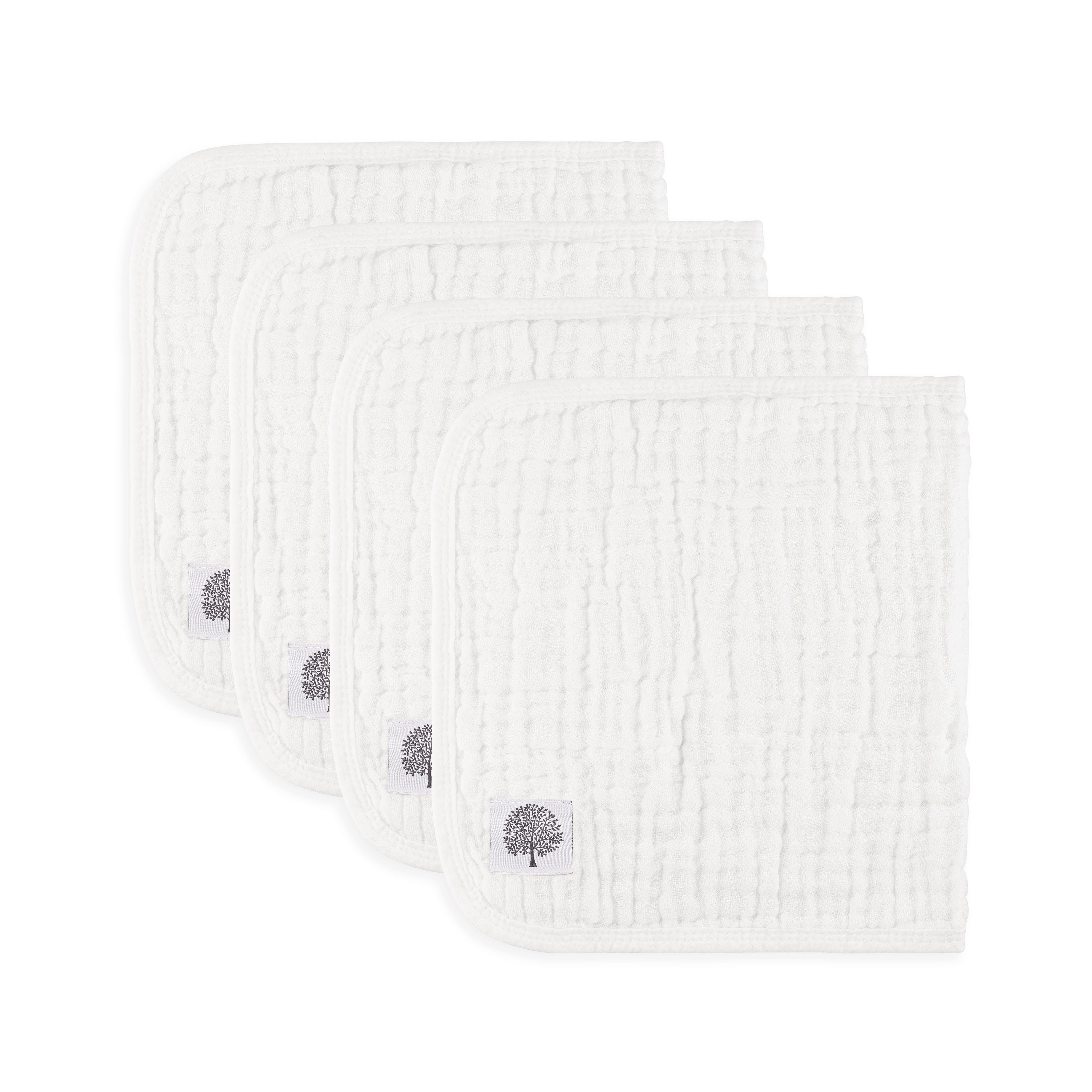 White Set Muslin Burp Cloths (4 Pack) – Parker Baby