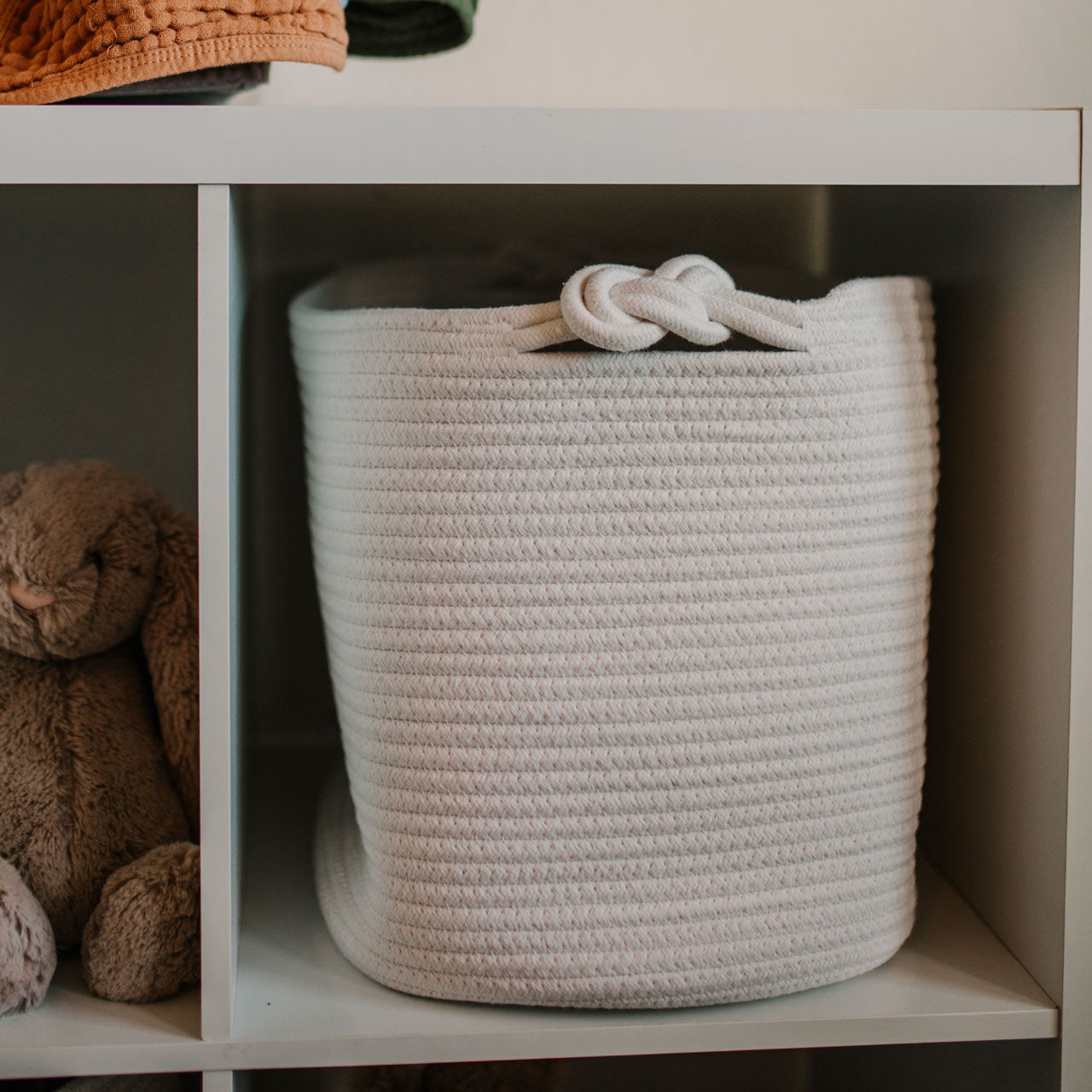 White Cube Storage Basket for baby nursery
