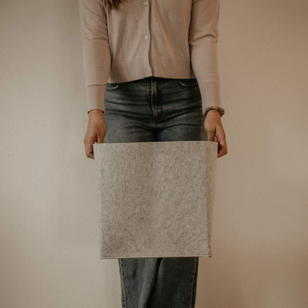 Gray Felt Storage Cube