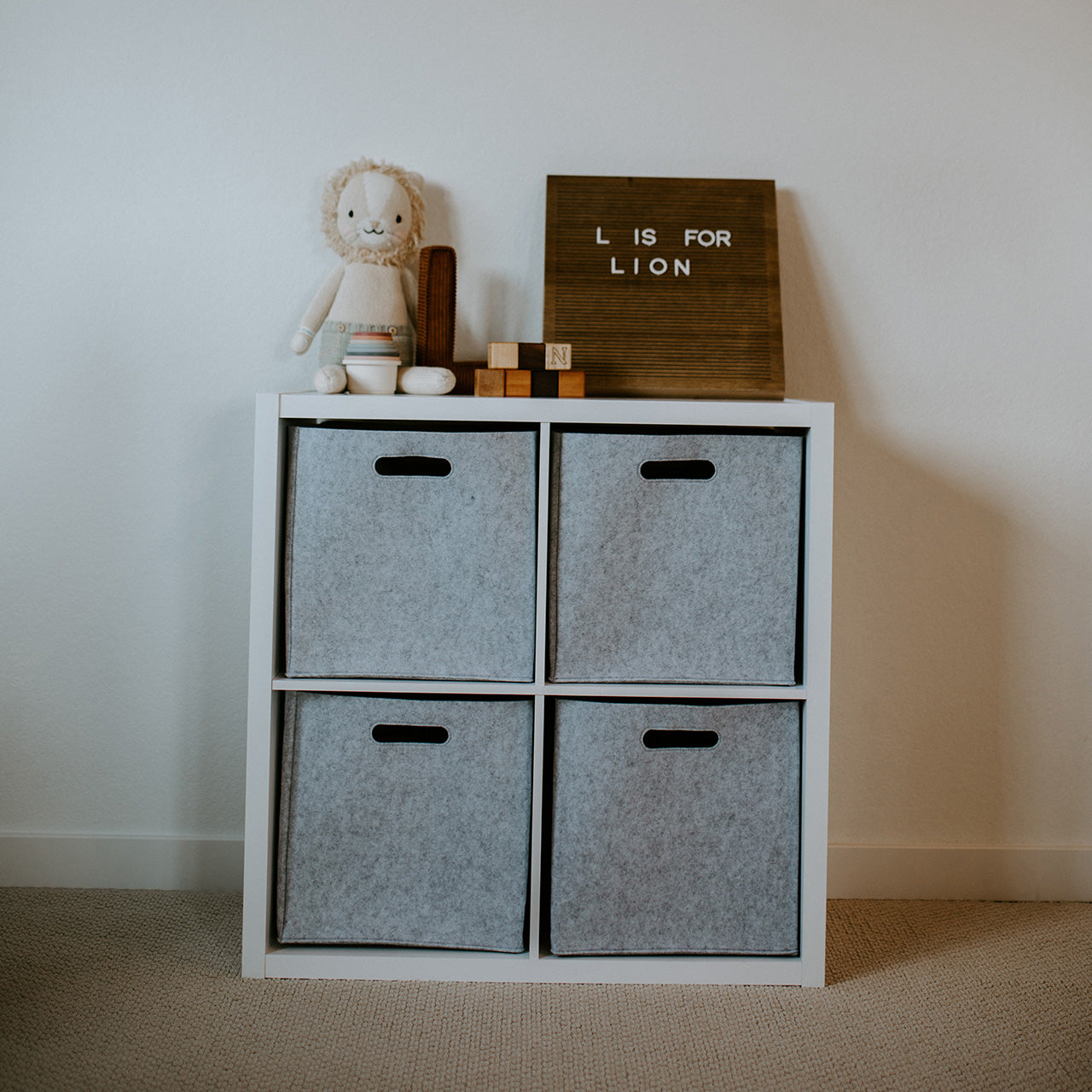 Gray Felt Storage Cube for nursery