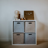 Oatmeal and Gray Felt Storage Cube for nursery