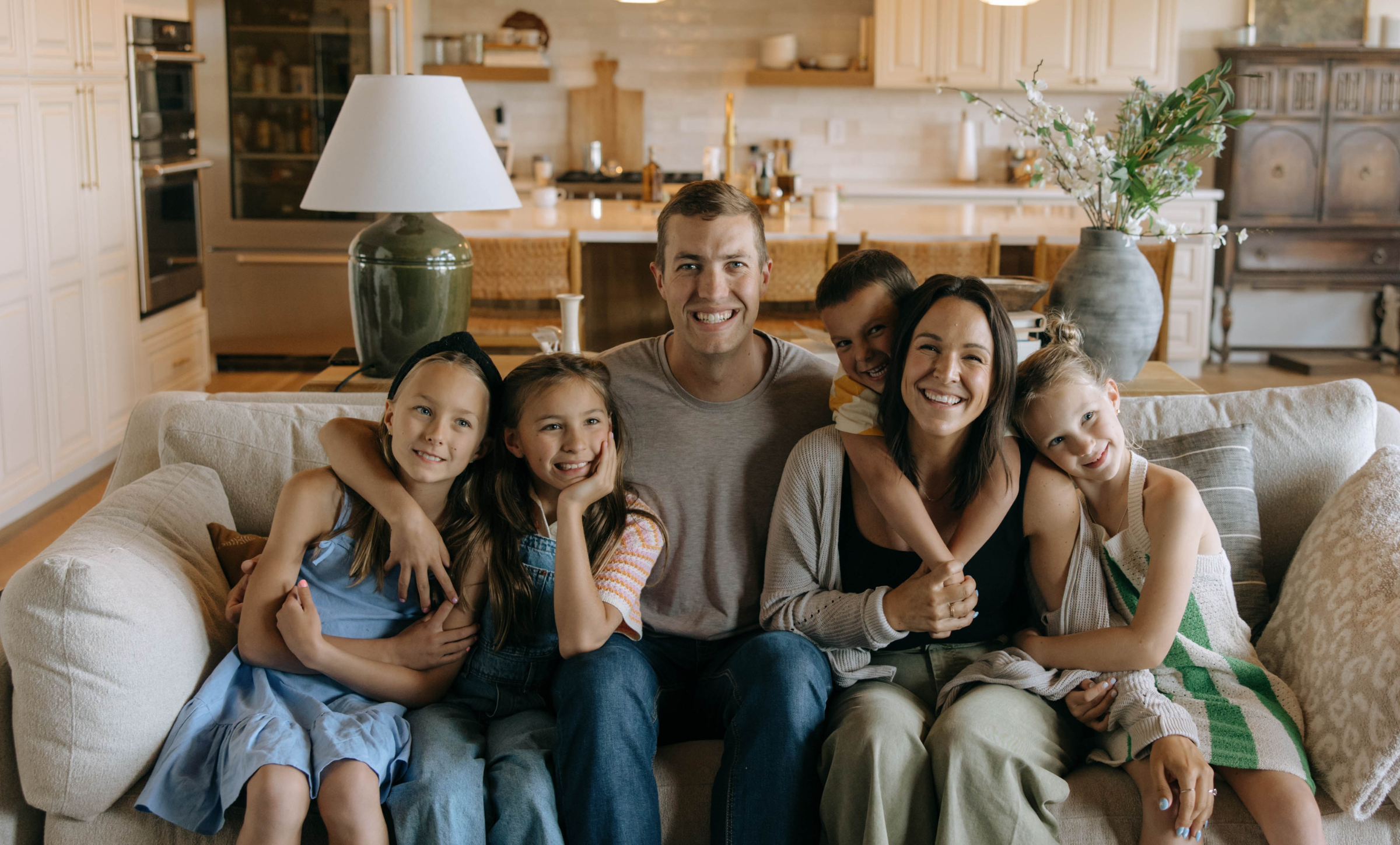 Huebner family on couch