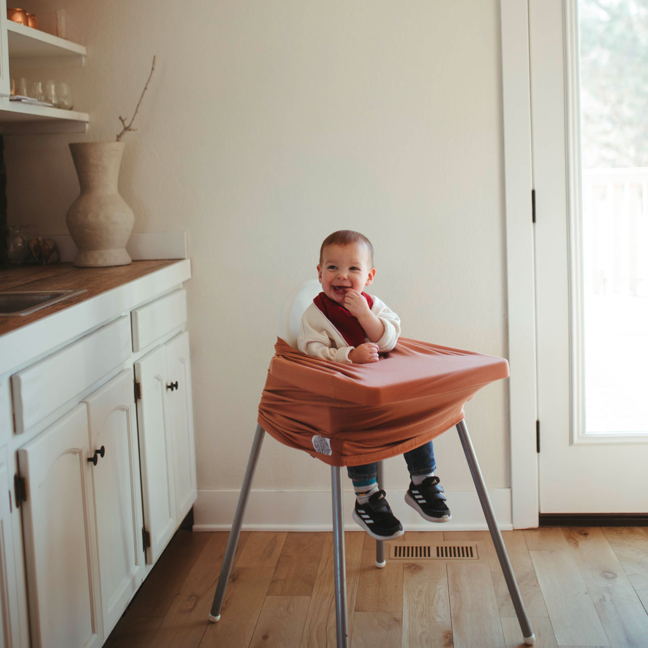 Versatile multi-use copper high chair cover for baby