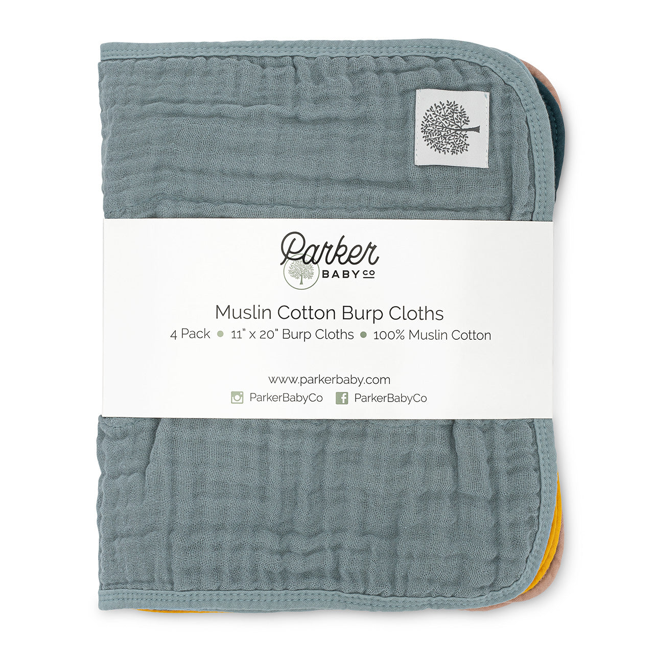 4-pack muslin burp cloths package