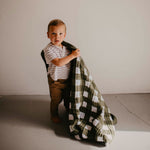 Green and White cozy muslin quilt for baby