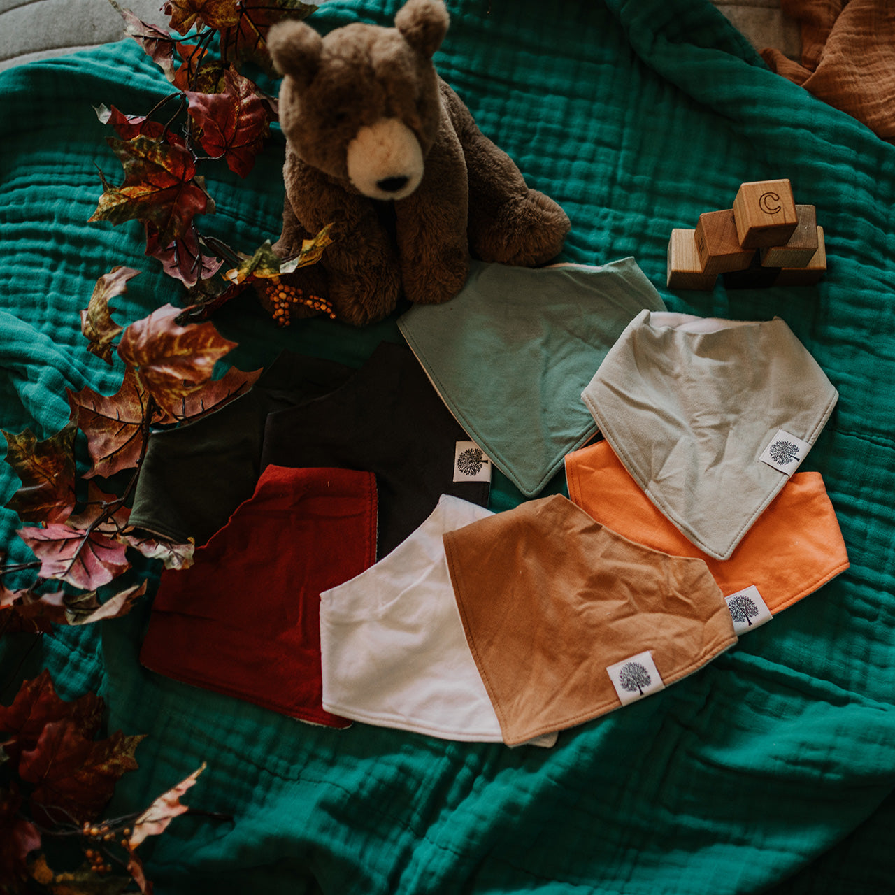 Earthy tones bandana bibs for baby