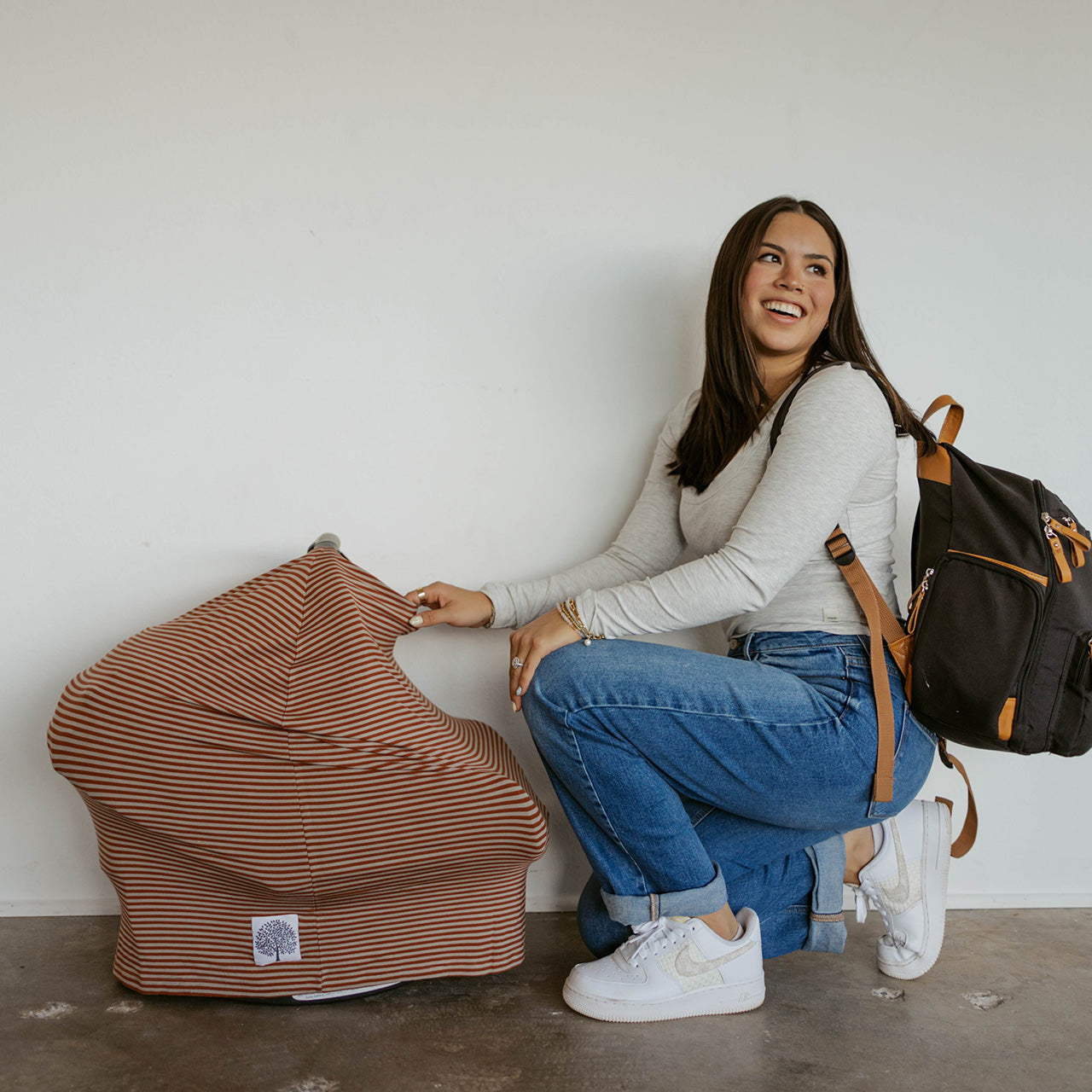 Multi Use Baby Cover | Nursing & Car Seat Cover | Clay Stripe