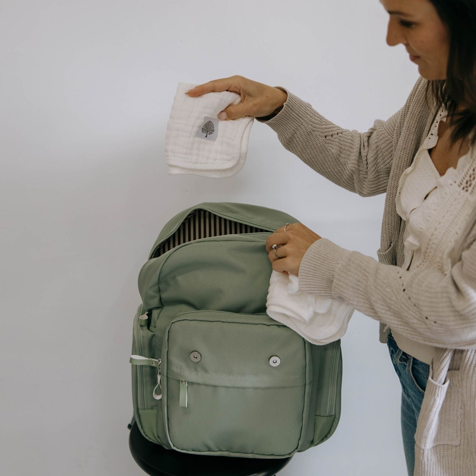 coach baby backpack - women's - pewter/boysenberry - diaper bags Neutral Diaper Backpack with Changing Pad