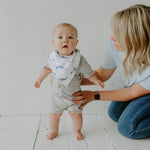 White and Blue Bandana Bib for baby. 