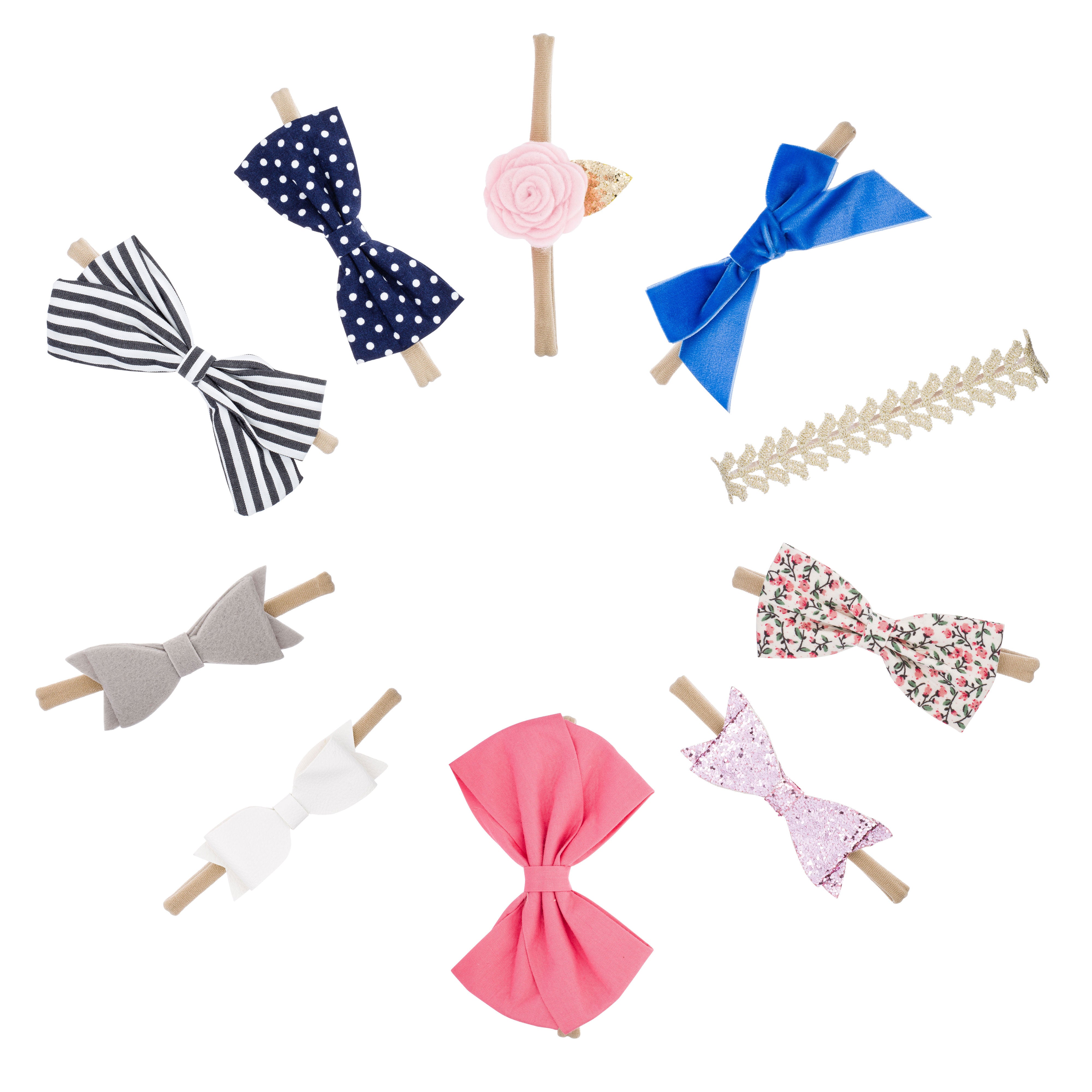 The Essentials Bows and Headbands Set: set of 10 hair bows for baby.