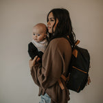 Birch Bag Mini Diaper Backpack in black for mom