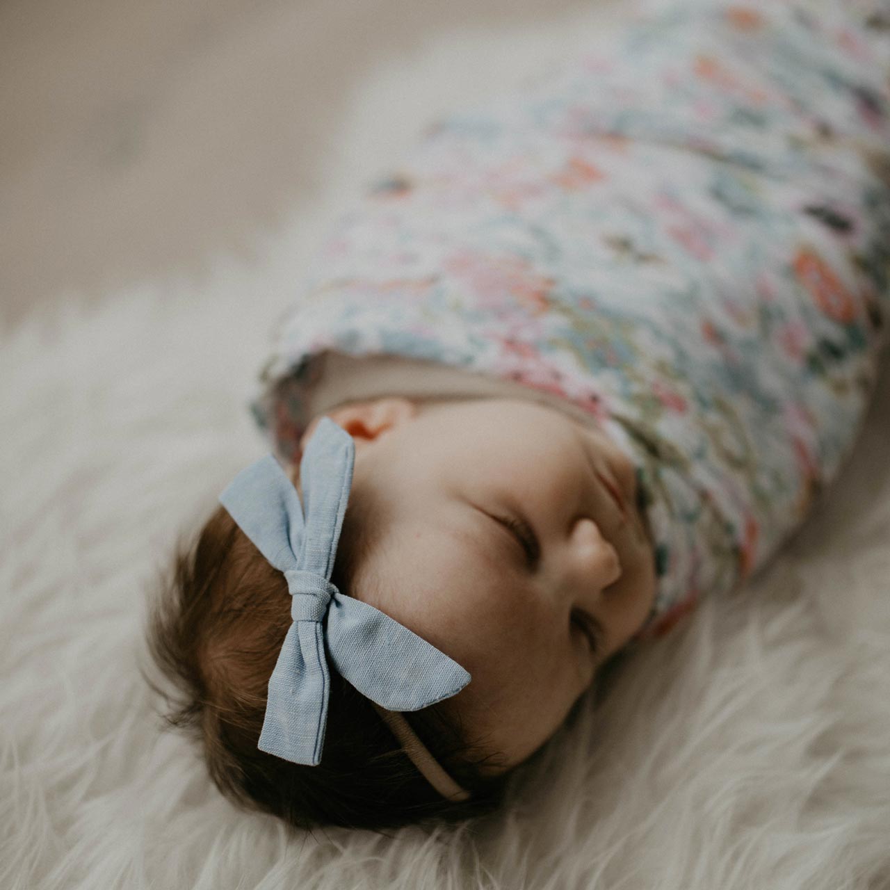 Light Blue Bow Headband for Baby Girl. 