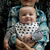 Patterned bib for baby. 