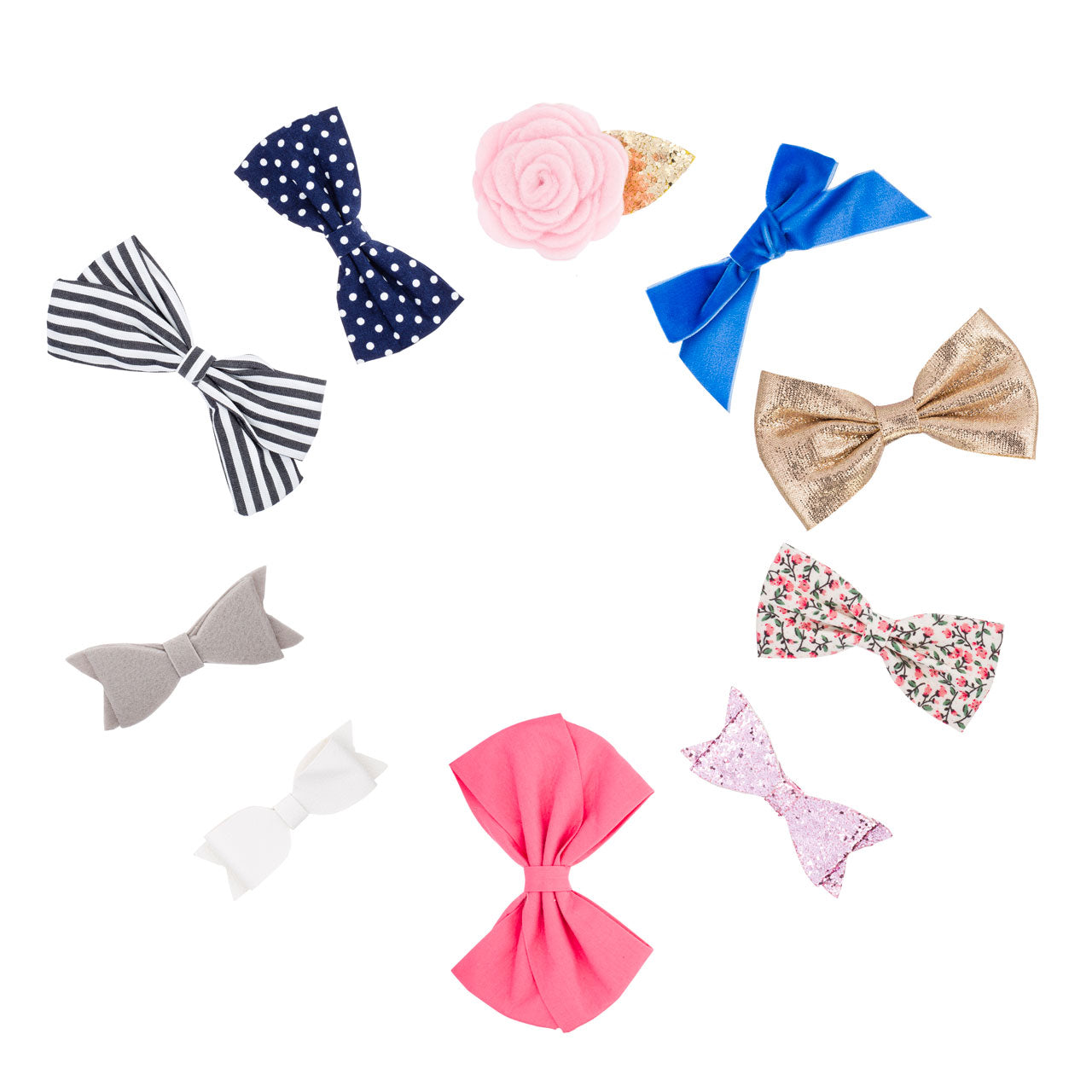 The Essentials Bow Clip Set: set of 10 hair bows for baby.