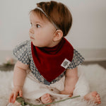 Maroon bandana bib for baby girl
