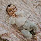 Pink Stripe Swaddle for baby girl. 