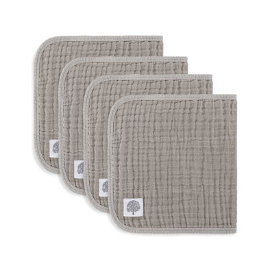 Gray Set of Muslin Burp Cloths- Pack of 4