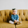 Green Velvet Bow Headband for Baby Girl. 