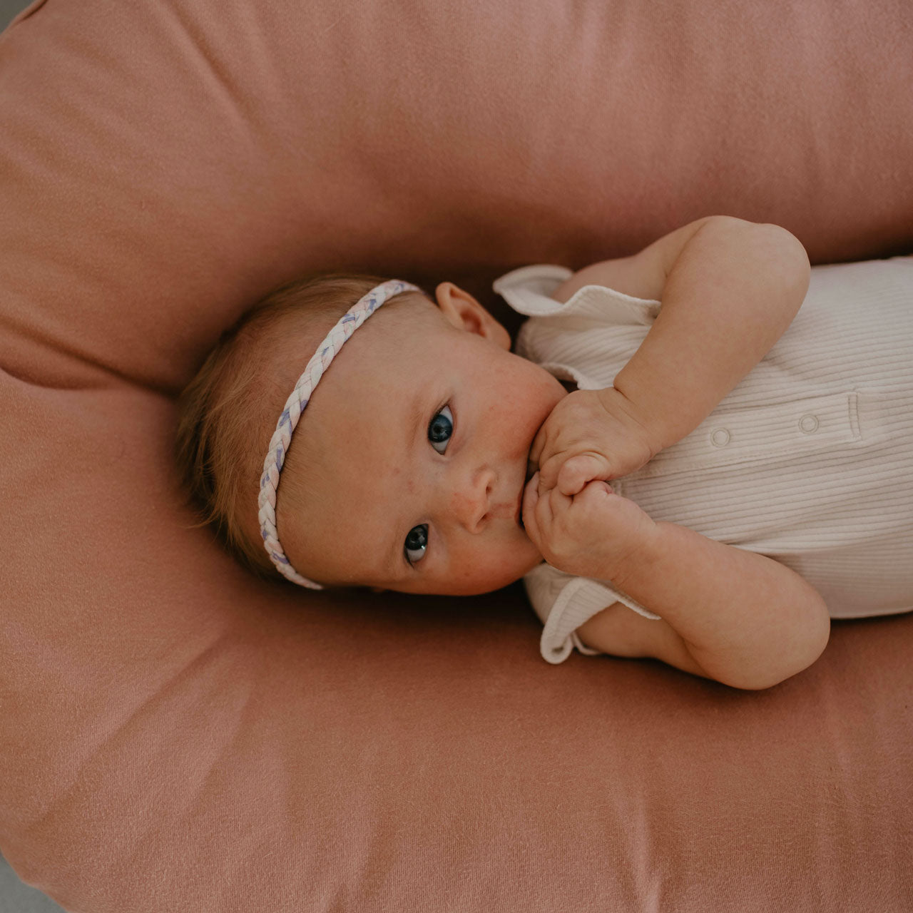 White Purple Wildflower Braided Headband for baby girl