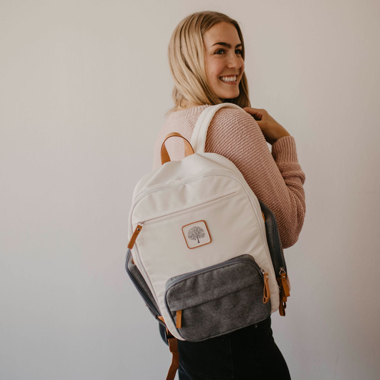 Birch Bag Mini Diaper Backpack in Cream. 