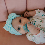 Light Blue Cable Knit Knotted Headband. 