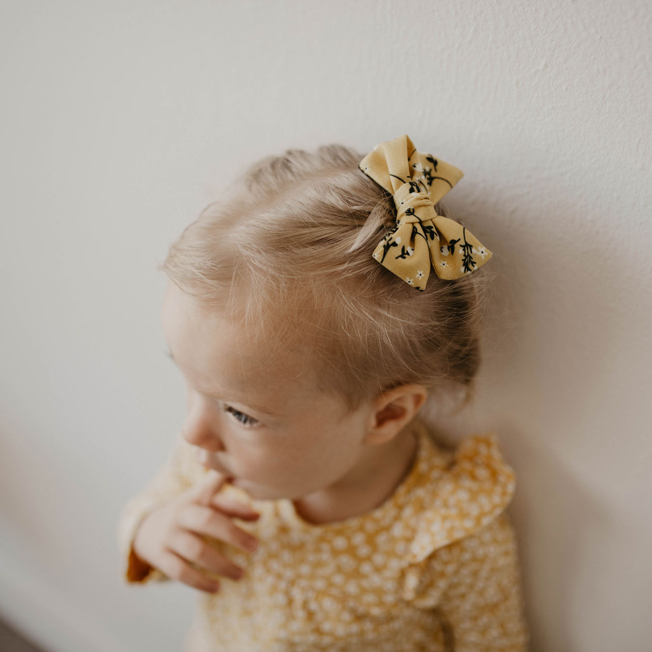 Yellow Floral Bow Clip for baby, toddler and little girls.