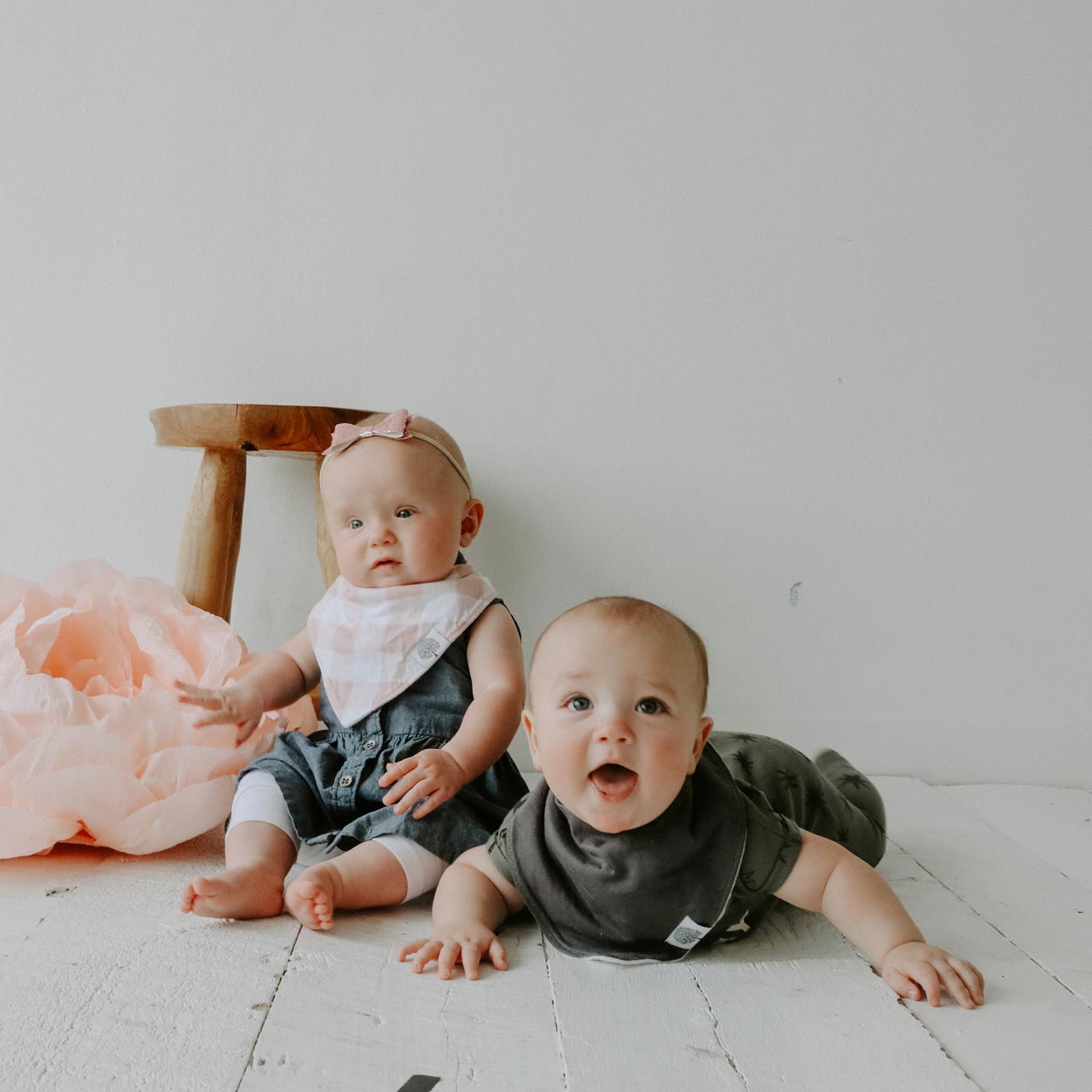 Bandana bibs for drooling baby. 