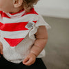 Red and White Stripe Bandana Bib for Baby. 