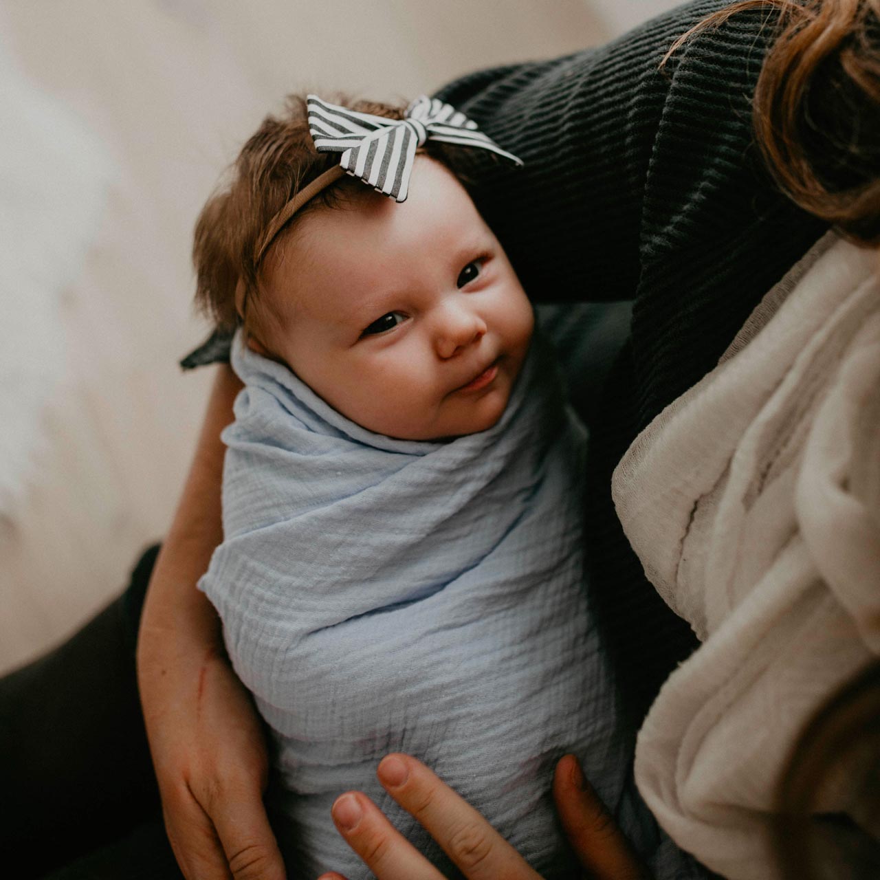 Light Blue Swaddle for baby. 