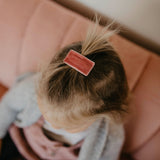 Pink velvet hair clip for girl.