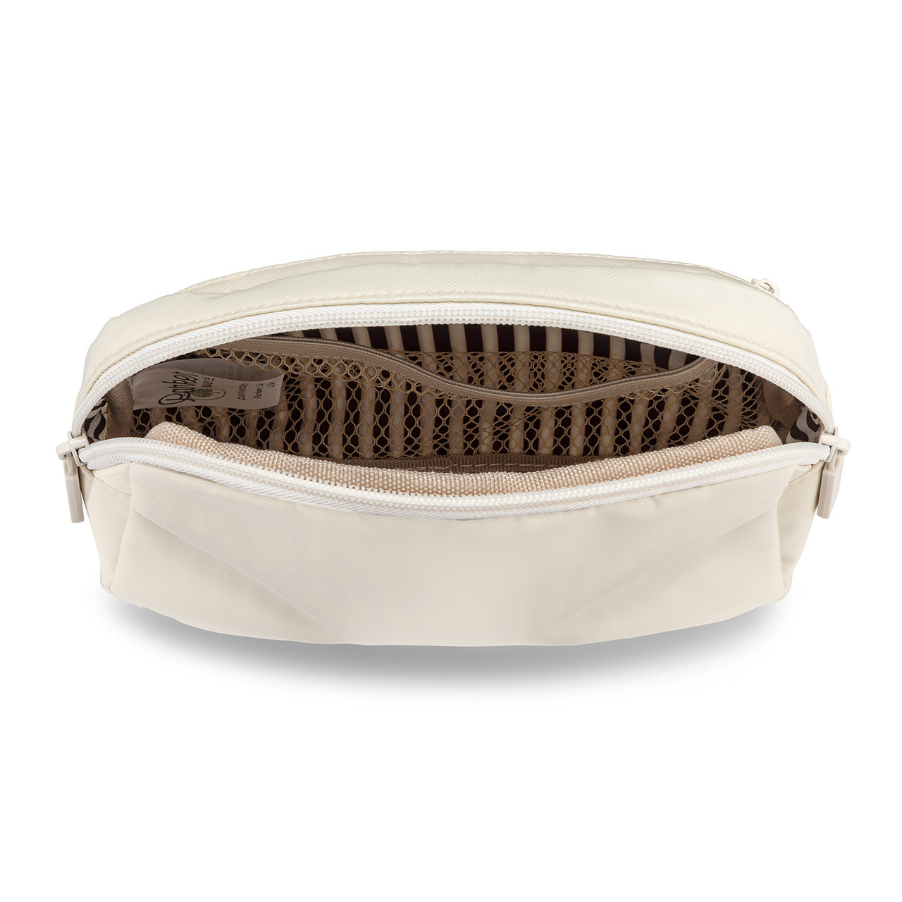 spacious cream belt bag