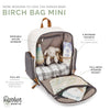 Infographic for Birch Bag Mini Diaper Backpack in Cream. 