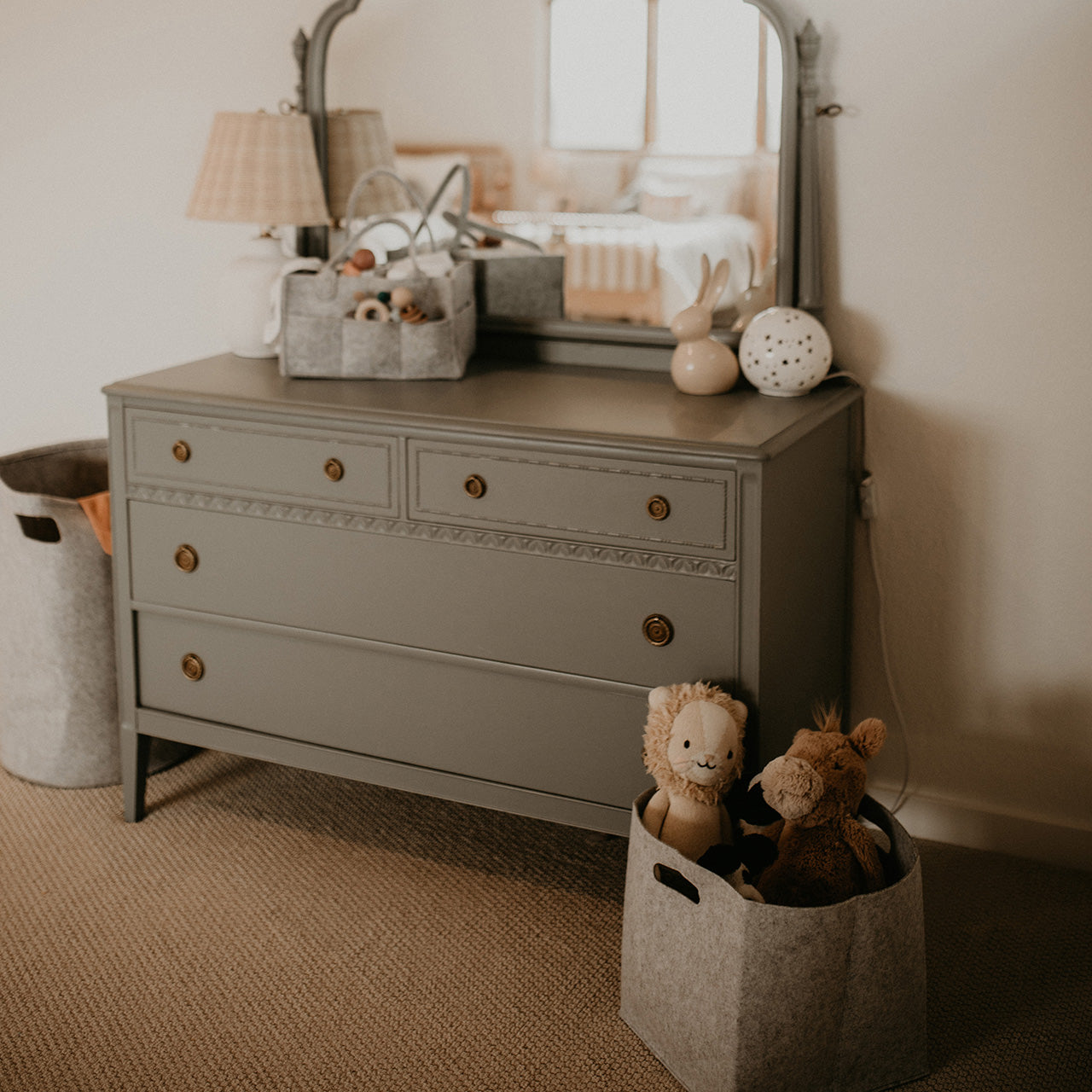 Gray Felt Storage Cube for nursery