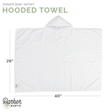 Dimensions for hooded bath towel.