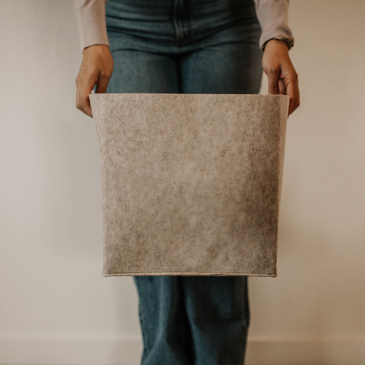 Oatmeal Felt Storage Cube