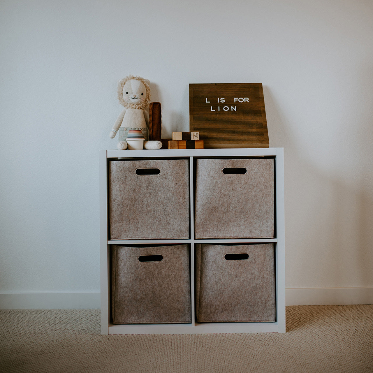 Oatmeal Felt Storage Cube for nursery
